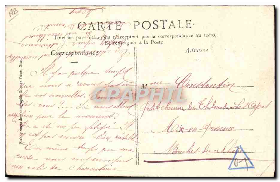 CPA Train Locomotive La Turbie Chemin de fer a cremaillere de Monte Carlo  — Rückseite