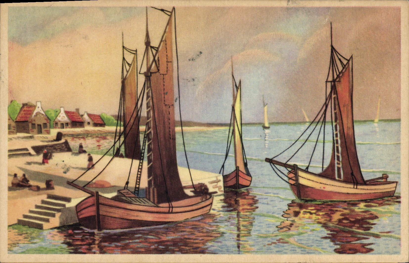 Port de pêcheurs — bateaux à voile — CPAPHIL 159
