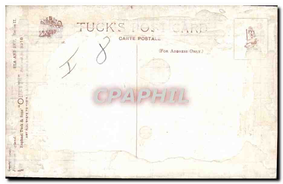 Scène maritime avec voiliers — dessin à l'aquarelle — Tuck's Post Card — Reverso