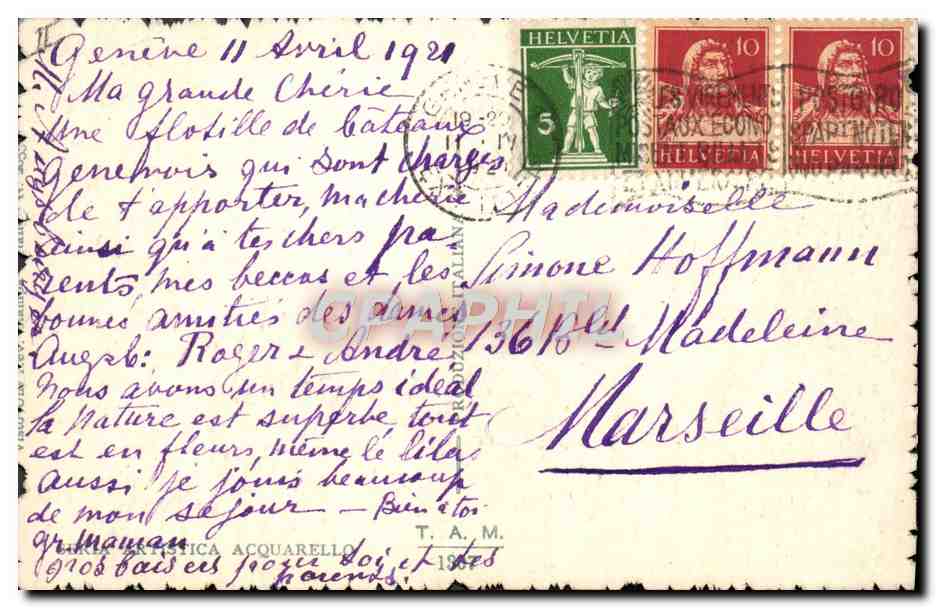 Regates nautiques — Genève — Éditeur T.A.M. n° 1977 — Reverso