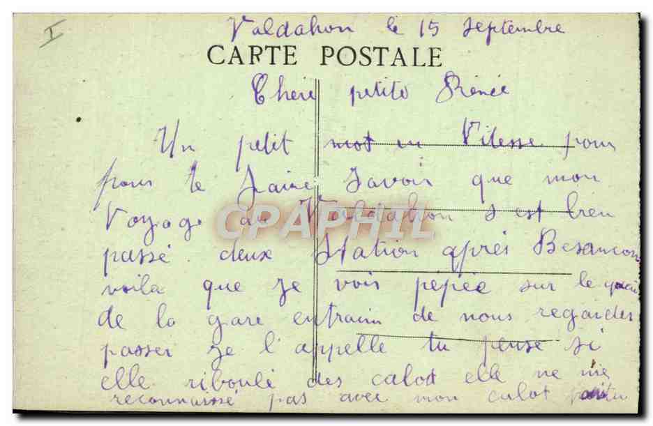 CPA Militaria Camp du Valdahon Casernes Cote Ouest — Rückseite