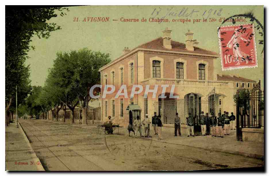 Avignon — Caserne de Chabrun, occupée par le 58e d'Infanterie — Edition N. G.