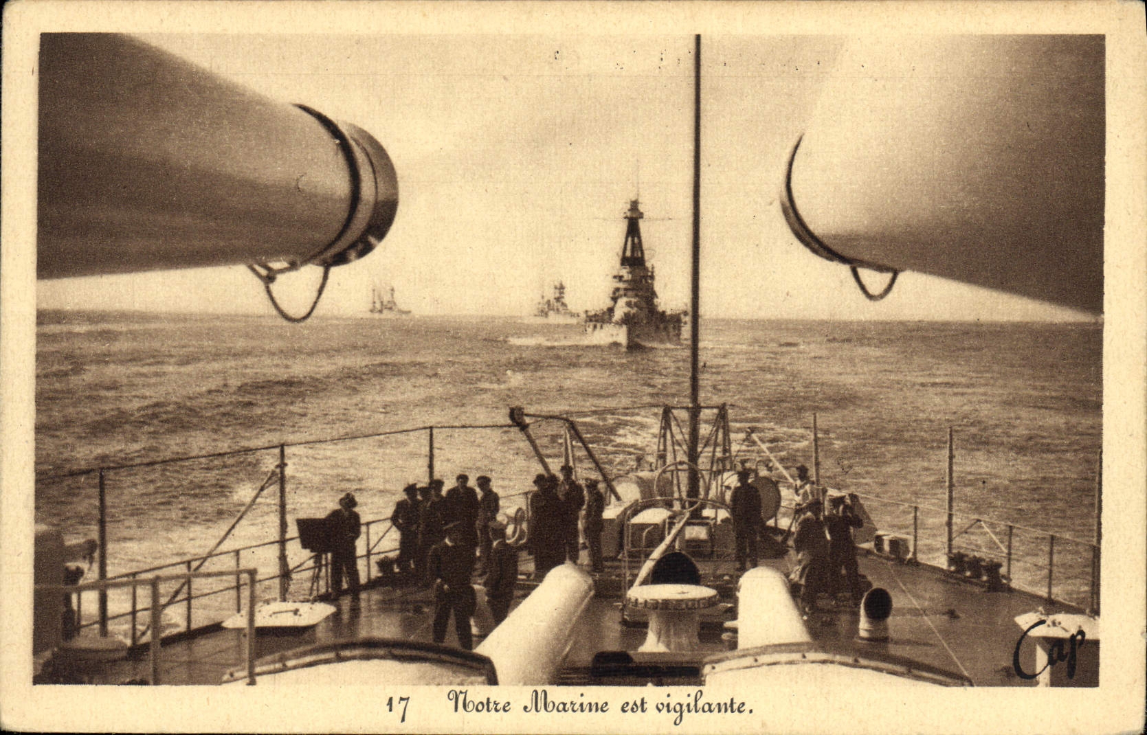 CPA Bateau Guerre Notre marine est vigilante 