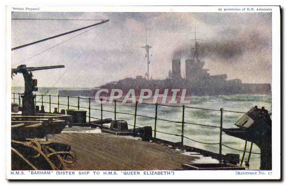 CPA Bateau Guerre HMs Barham Sister ship to HMS Queen Elizabeth 