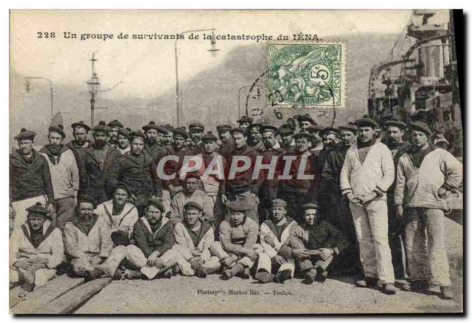 Sobrevivientes de la catástrofe del IÉNA — Fototipia Marius Bar — Toulón