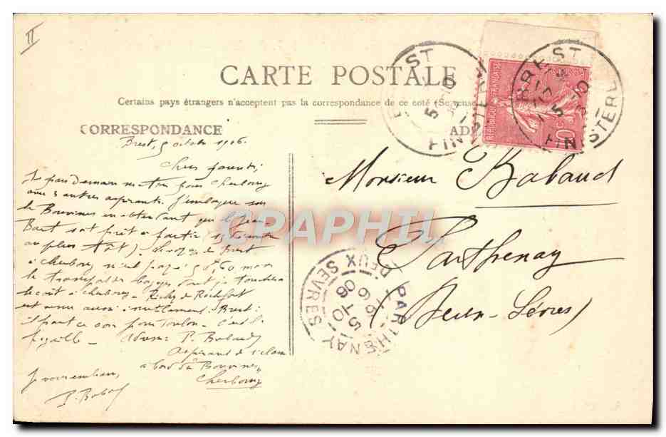 BREST — Pont d'un Cuirassé — Éditeur anonyme, n° 257 — Verso