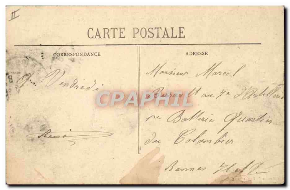 CPA Bateau Guerre Cherbourg Torpilleur de defense mobile par gros temps  — Verso