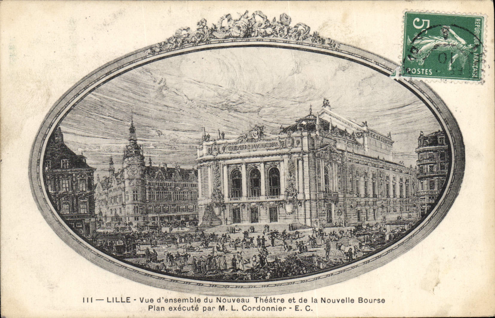 CPA Lille Vue d'ensemble du nouveau Theatre et de la nouvelle Bourse Cordonier