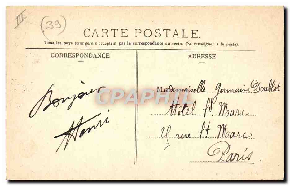 CPA Lons le Saulnier Le Theatre  — Verso