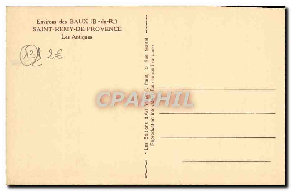 Las Antigüedades — Alrededor de Baux-de-Provence — Les Éditions d'Art Marfet — Reverso