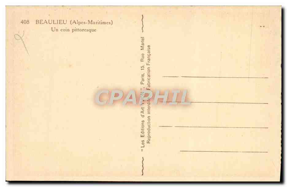 CPA Beaulieu Un Coin Pittoresque — Rückseite