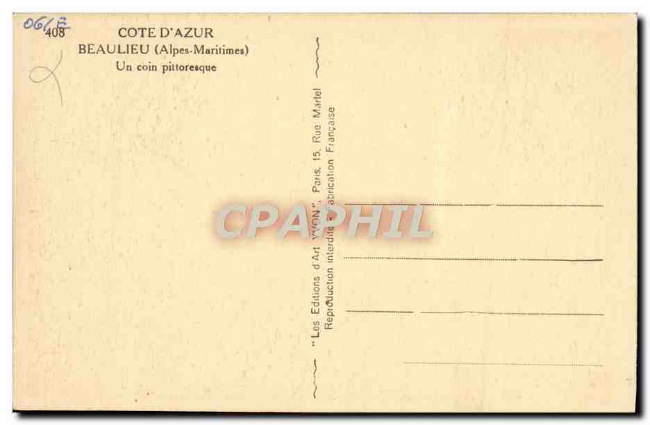 CPA Beaulieu Un Coin Pittoresque — Verso