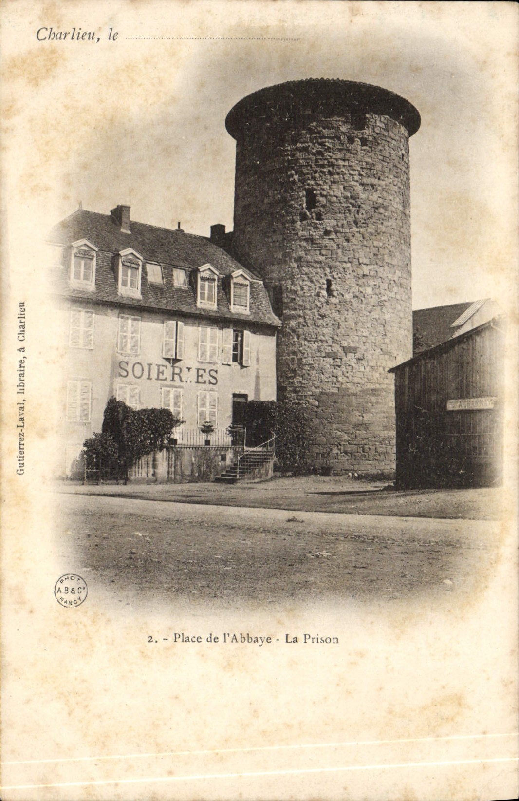 CPA Charlieu Place de l'abbaye La prison 