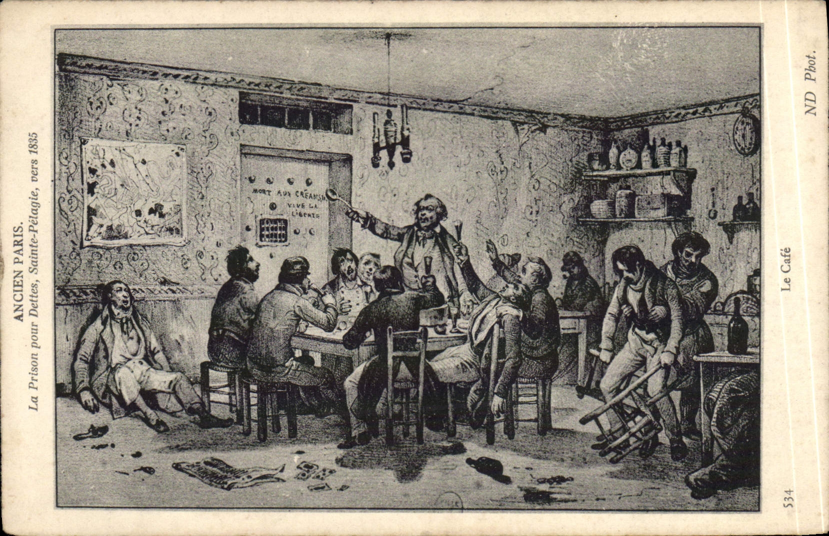 CPA Ancien Paris La Prison Pour Dettes Sainte Pelagie 1835 Le cafe