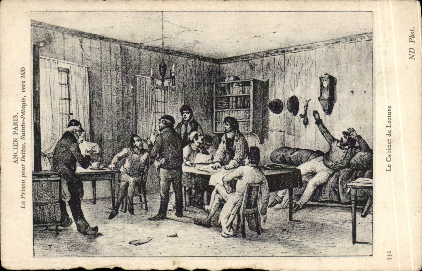 CPA Ancien Paris La Prison Pour Dettes Sainte Pelagie 1835 le cabinet de lecture