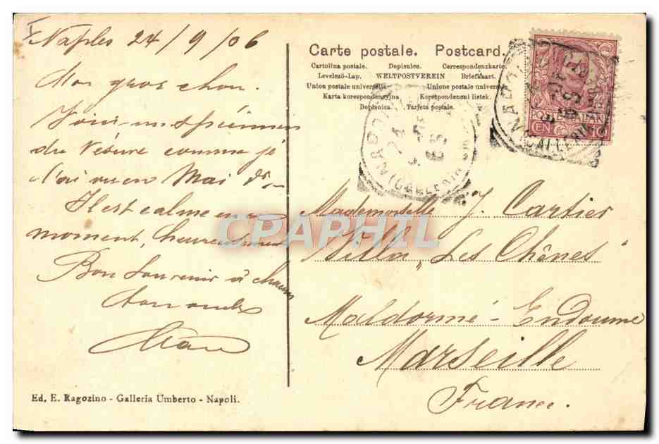 CPA Volcan Napoli Il VEsuvio in eruzione  — Rückseite