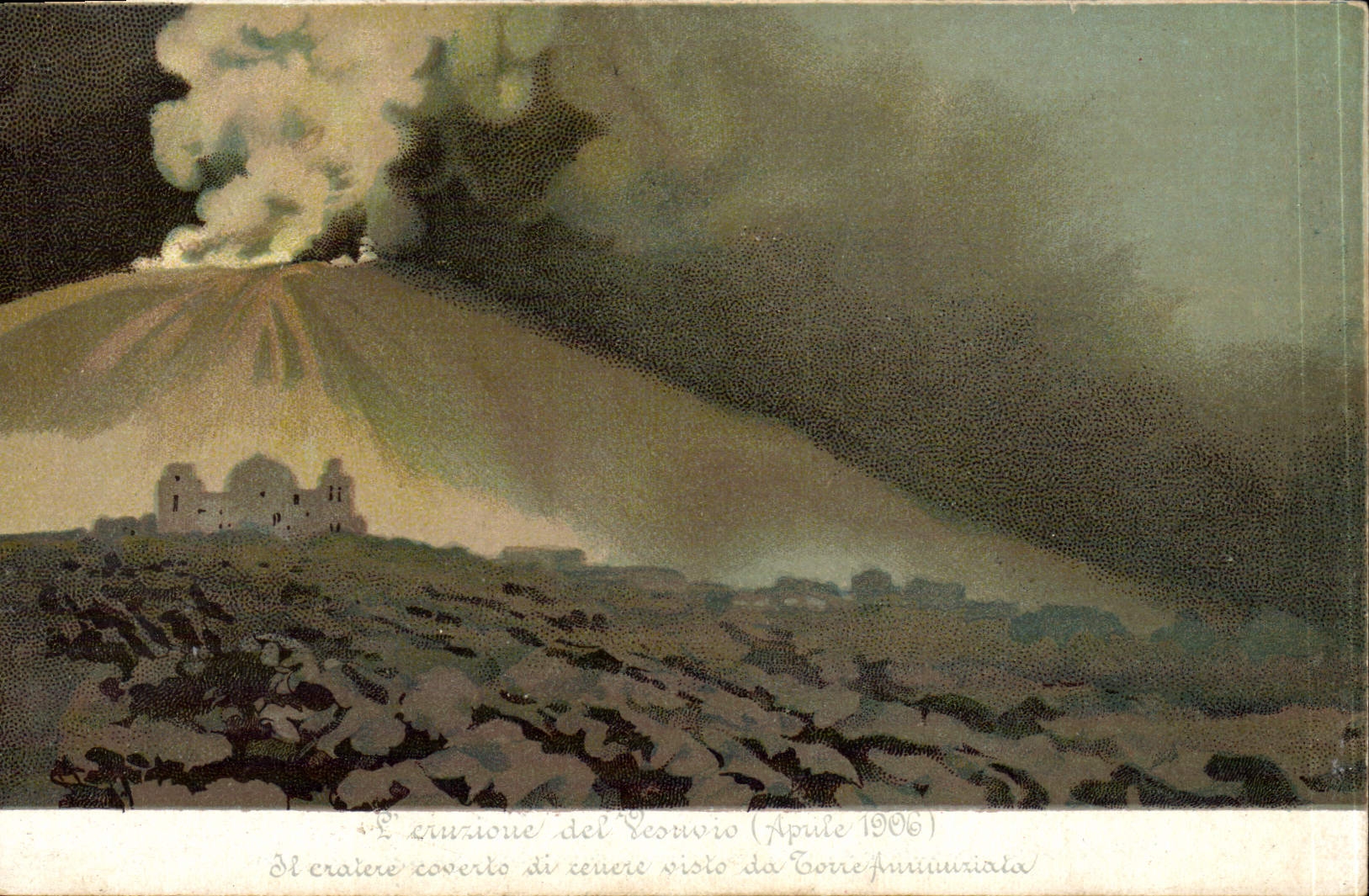 Éruption du Vésuve — vue du cratère couvert — avril 1906 — Édition D'Argenlieu, Éd. — N°11