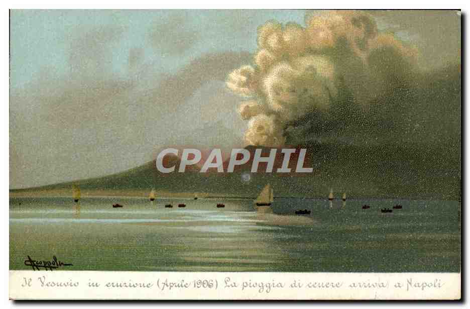 Le Vésuve en éruption — Avril 1906 — Éditeur Ettore Ragazzone, Naples