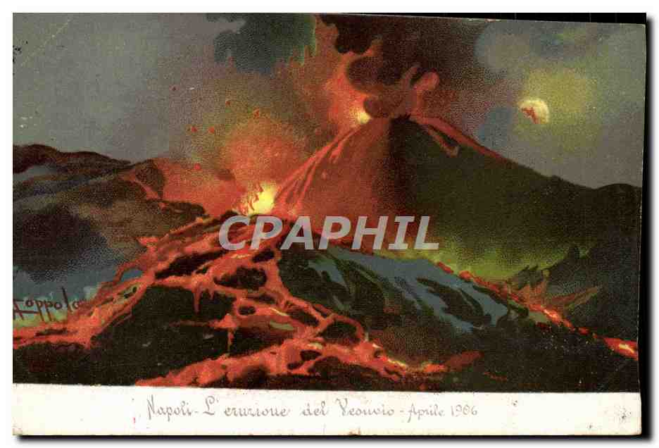 CPA Volcan Napoli L'eruzione del Vesuvio Aprile 1906