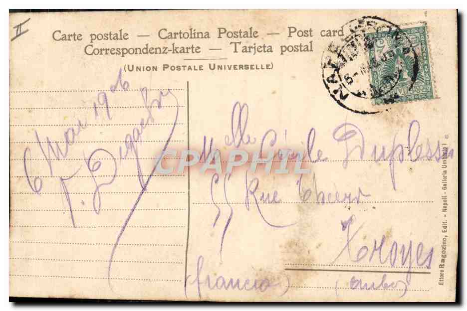 CPA Volcan Napoli L'eruzione del Vesuvio Aprile 1906 — Reverso