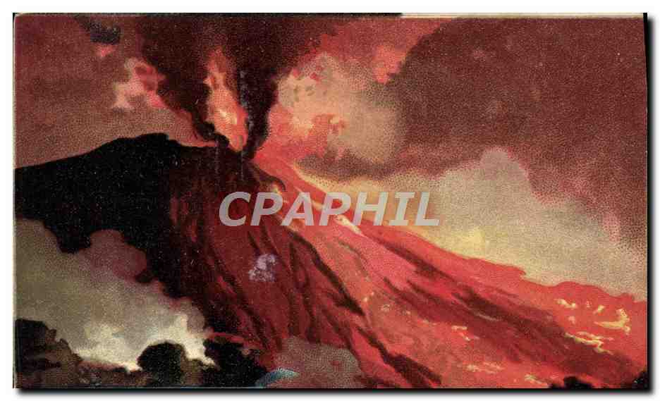 Éruption volcanique — illustration — Édition De Luca Grapello & Napoli