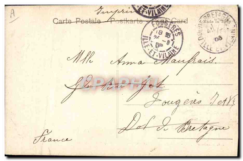 Eruption du Vésuve (avril 1906) — Un torrent de lave — Fot. Abeniacar — Verso
