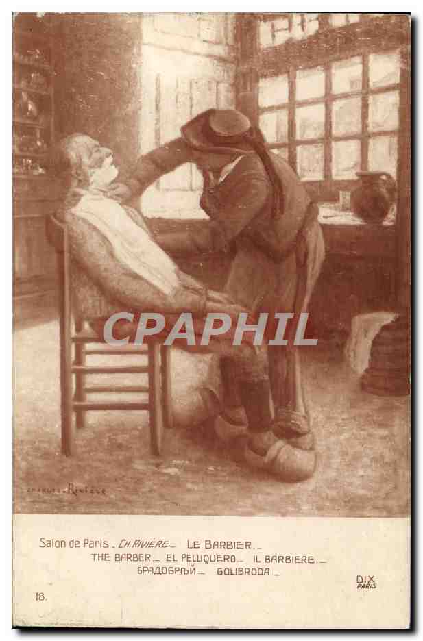 CPA Salon de Paris Riviere Le barbier Coiffeur Perruquier 