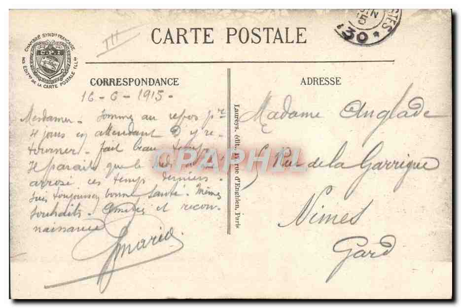 La vie sur le front : Le salon de coiffure — Visé Paris N° 446 — Verso