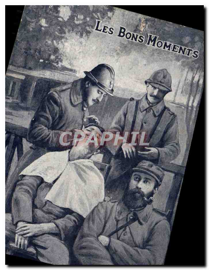 CPA Militaria Coiffeur Perruquier Les bons moments Le barbier du front 