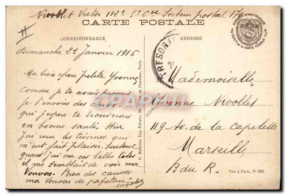 CPA Militaria Coiffeur Perruquier Un bivouac sous bois entre Souain et Perthes — Rückseite