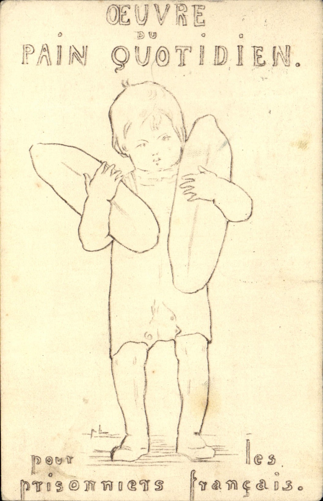 CPA Oeuvre du pain quotidien Aux prisonniers de guerre francais et allies Enfant