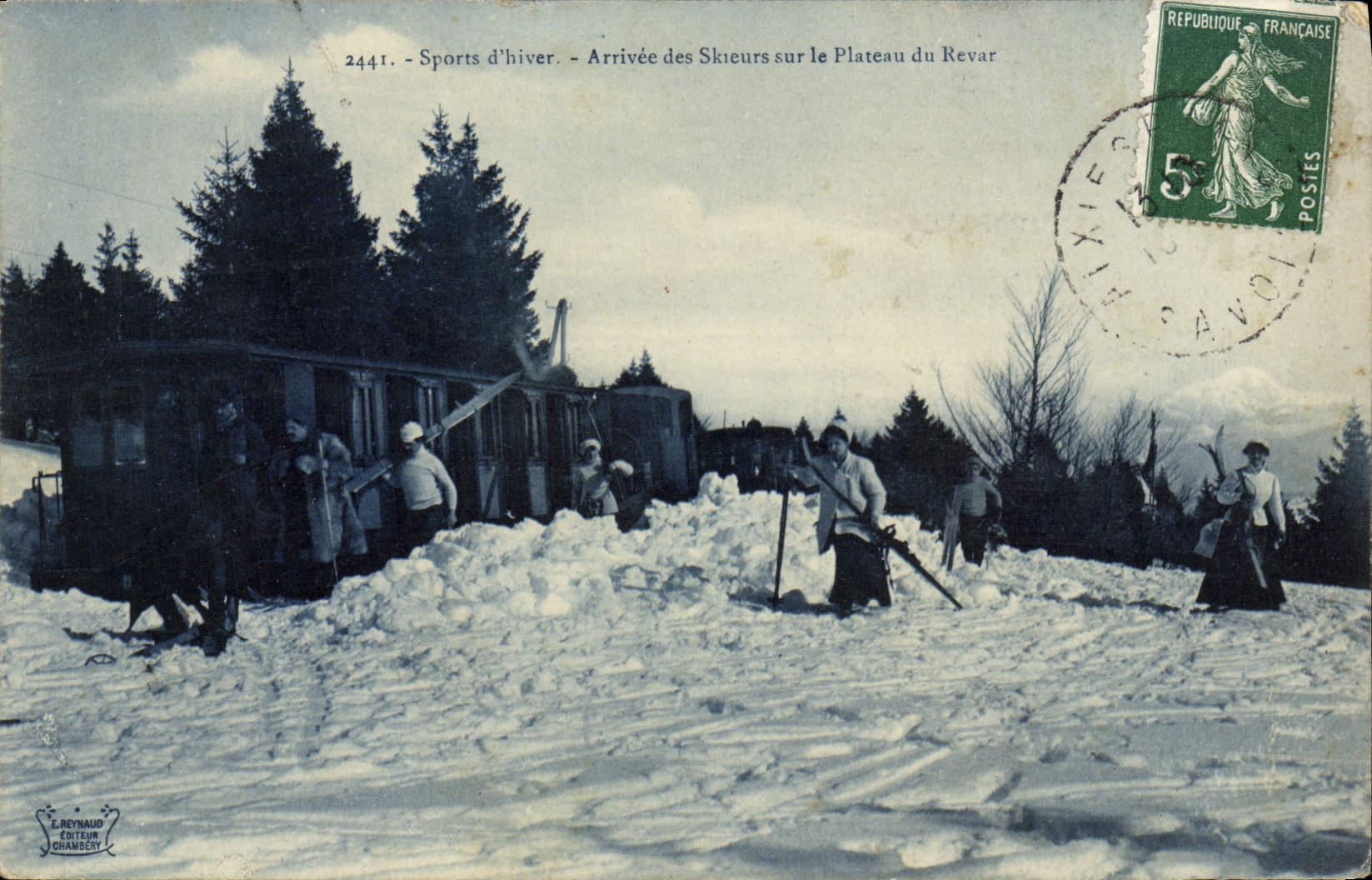 Llegada de los Esquiadores al Plateau del Revar — Deportes invernales — E. Reynaud, Chambéry, n°2441