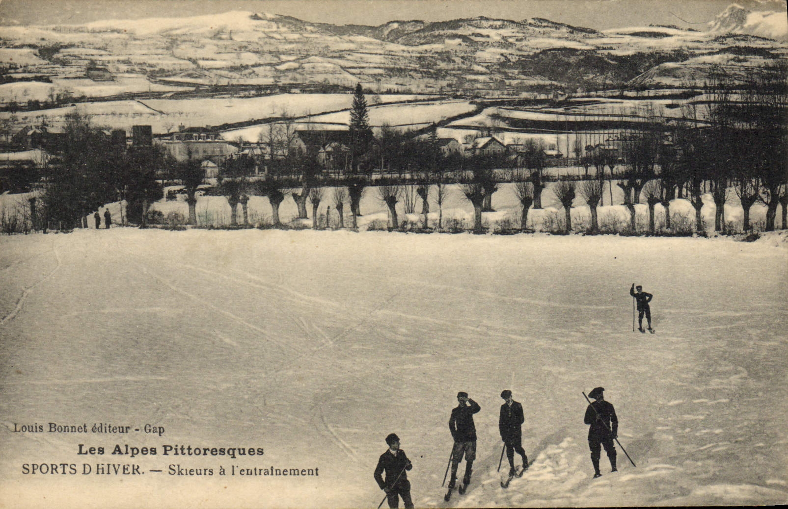 Les Alpes Pittoresques — Sports d'hiver — Skieurs à l'entraînement — Louis Bonnet éditeur - Gap
