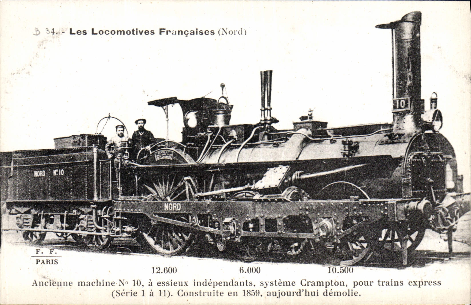 CPA Train Locomotive Ancienne machine n°10 Systeme Crampton