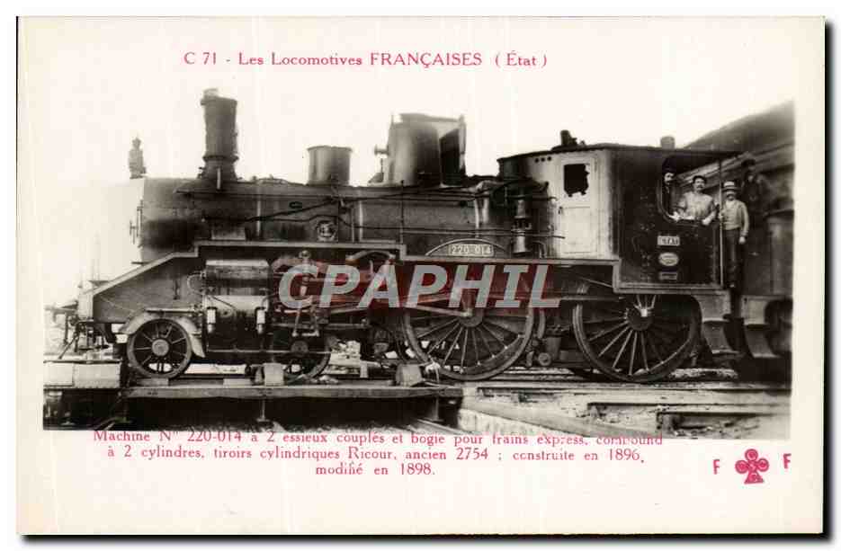 CPA Train Locomotive Machine 220 014