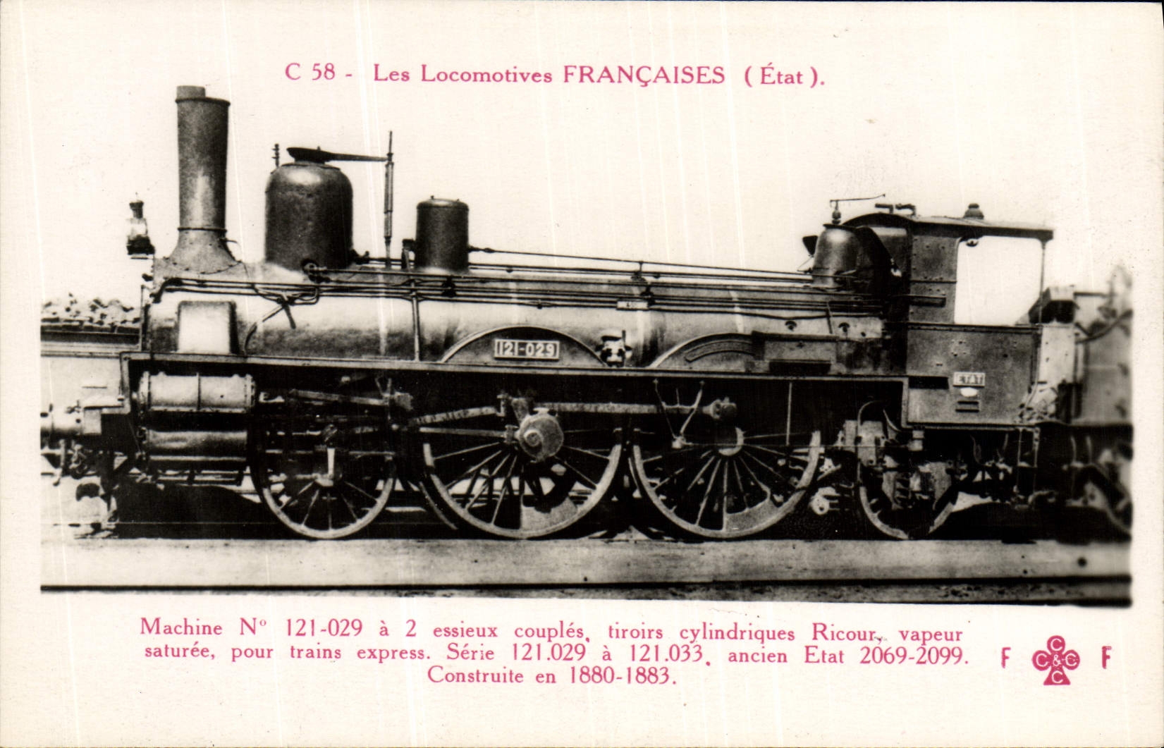 CPA Train Locomotive Machine 121 029 Ricour