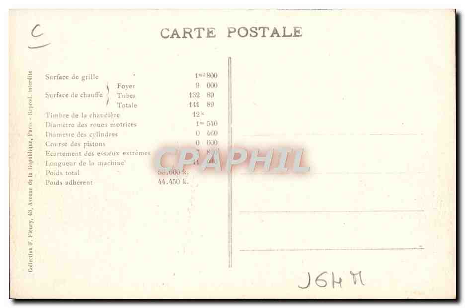 CPA Train Locomotive Machine Tender 32 001 — Verso
