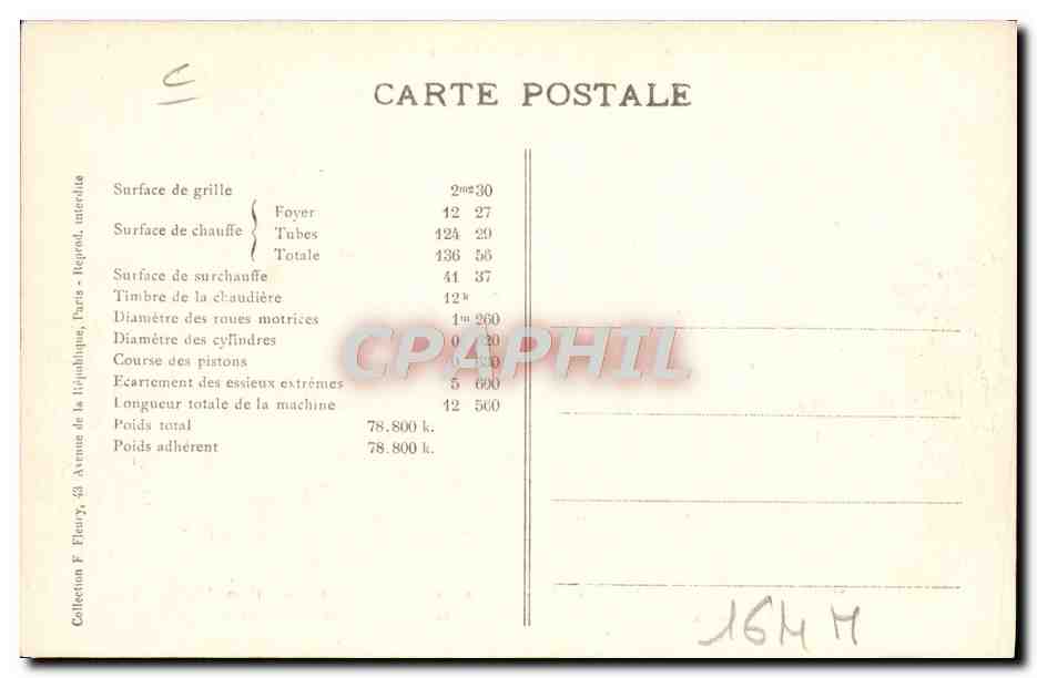 CPA Train Locomotive Machine Tender 50 905 Armistice — Verso