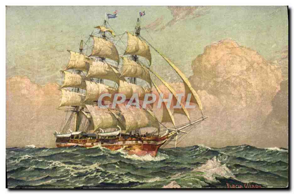 Navire à voiles — vue maritime — imprimé en Suisse, n°59