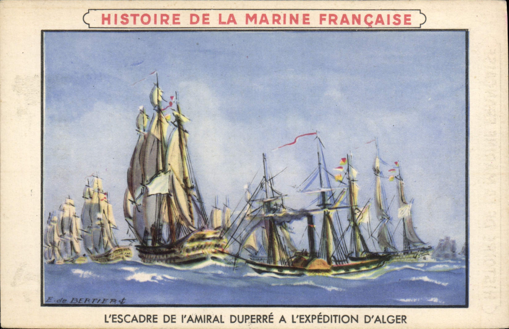 CPA Bateau voilier Histoire de la marine francaise Escadre de l'amiral Duperre a l'expedition d'Alger 