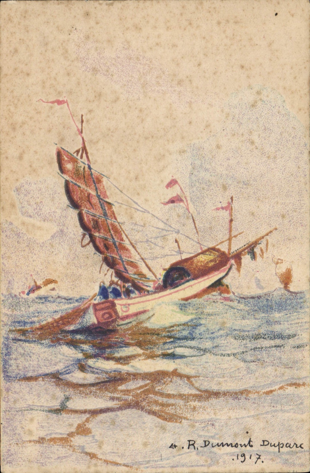 Sampan de pêche aux îles - Collection Dumont-Duparc - R. Dumont Duparc 1917