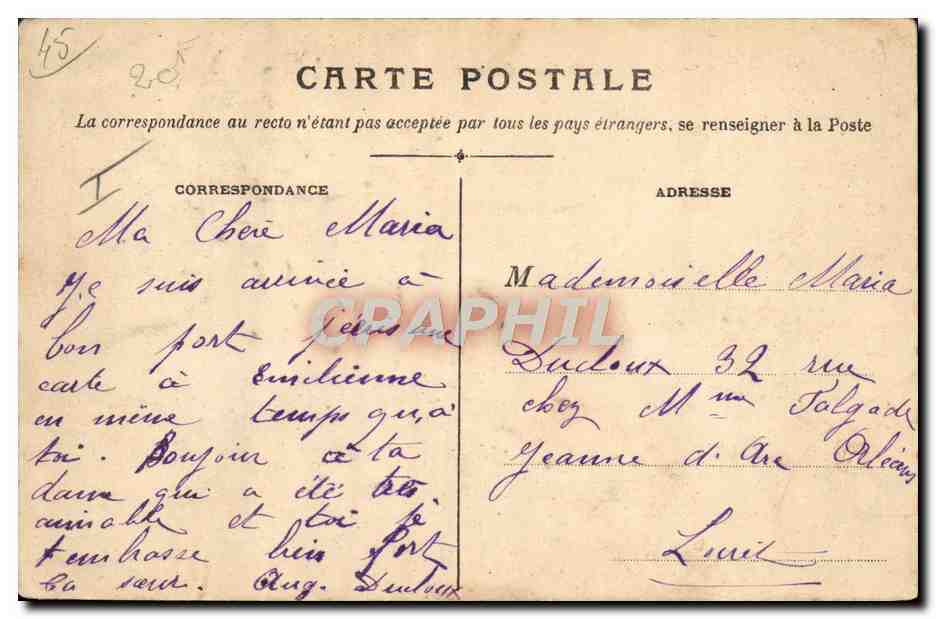 CPA Militaria Orleans Caserne Dunois — Rückseite