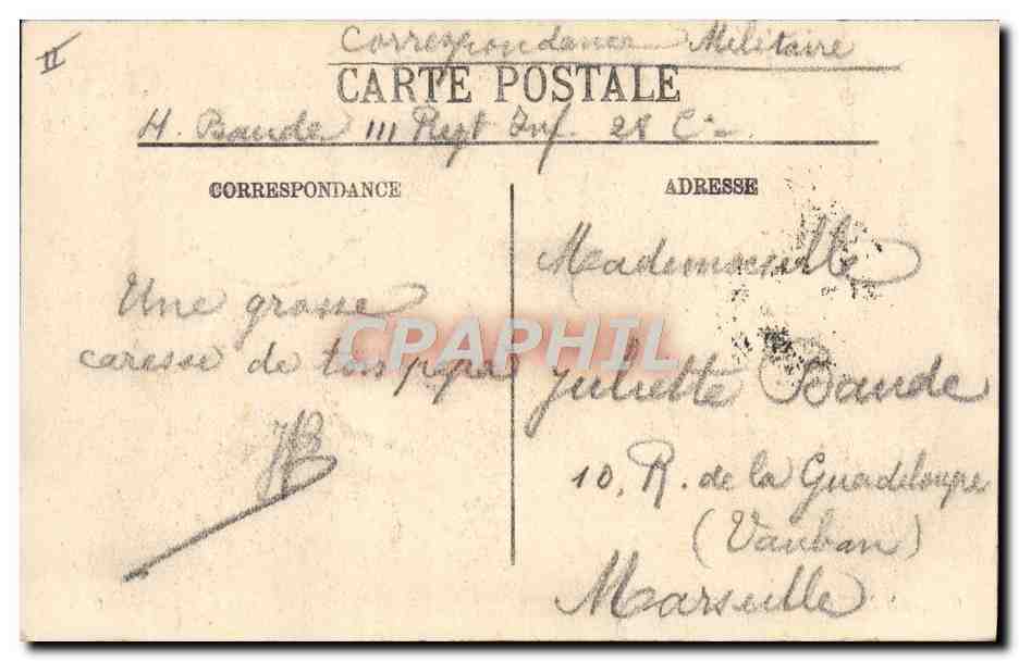 CPA Militaria Antibes Caserne Gazan  — Rückseite
