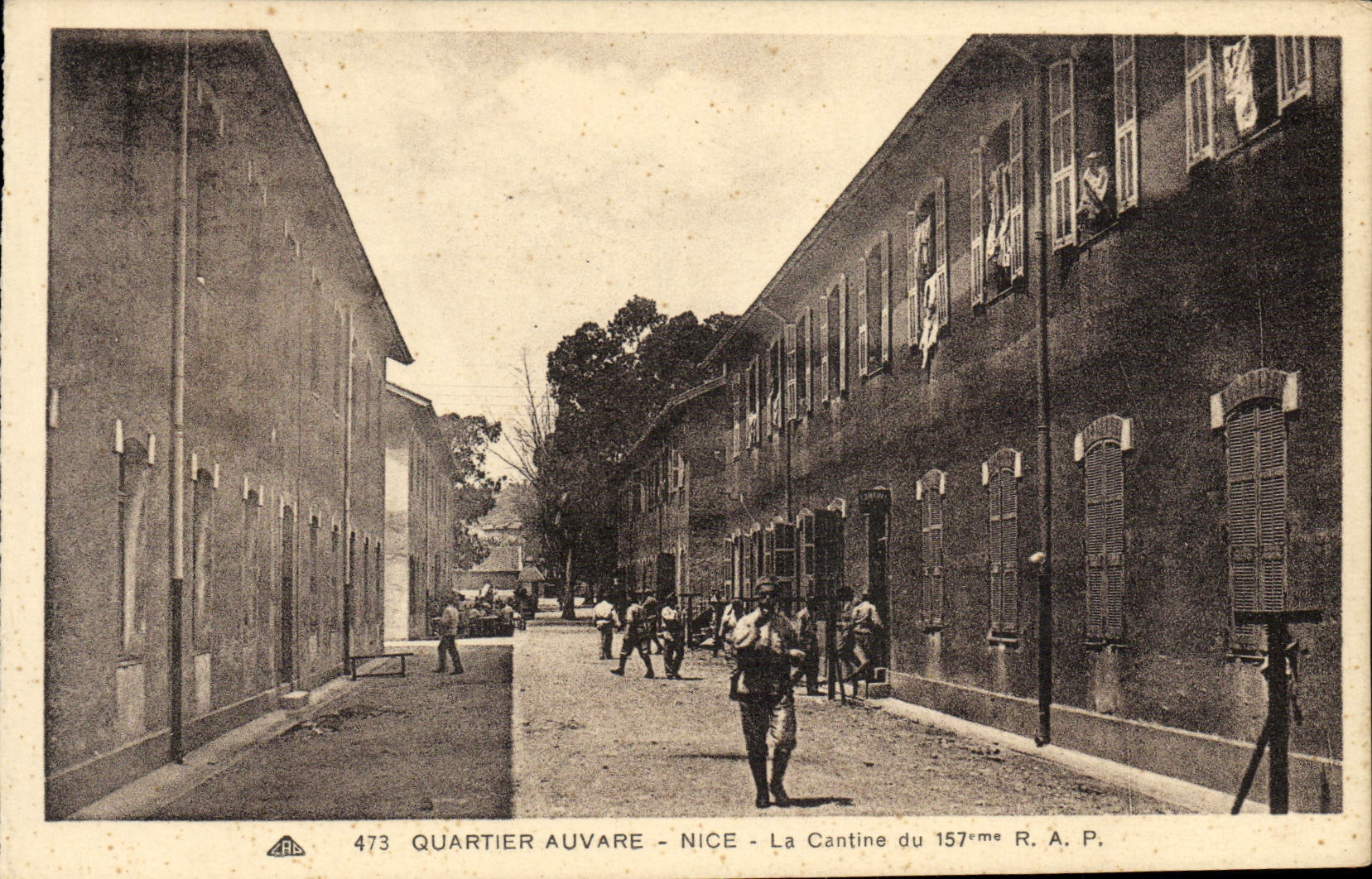 CPA Militaria Quartier Auvare Nice La cantine du 157eme RAP
