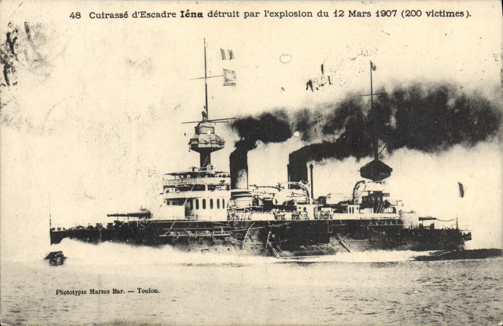 CPA Bateau Cuirasse d'escadre Iena detruit par l'explosion du 12 mars 1907