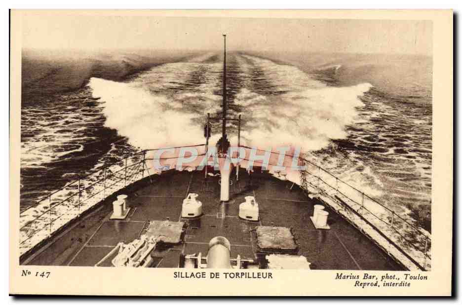 CPA Bateau Sillage du torpilleur 