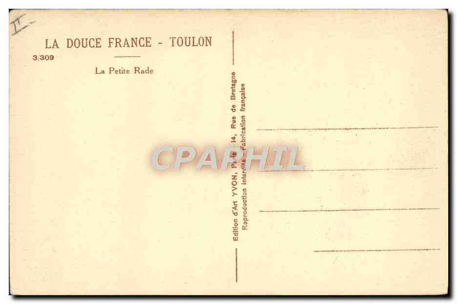 CPA Bateau Toulon La petite rade — Verso