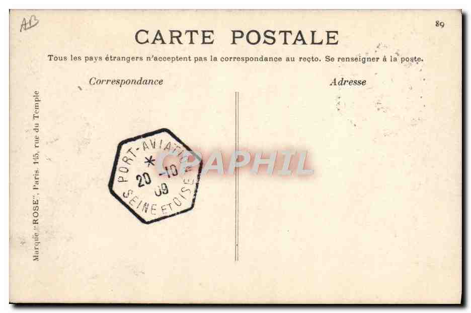 Latham sur Antoinette VI convoyé par l'Escopette — Locomotion aérienne — 13 juillet 1909 — Verso