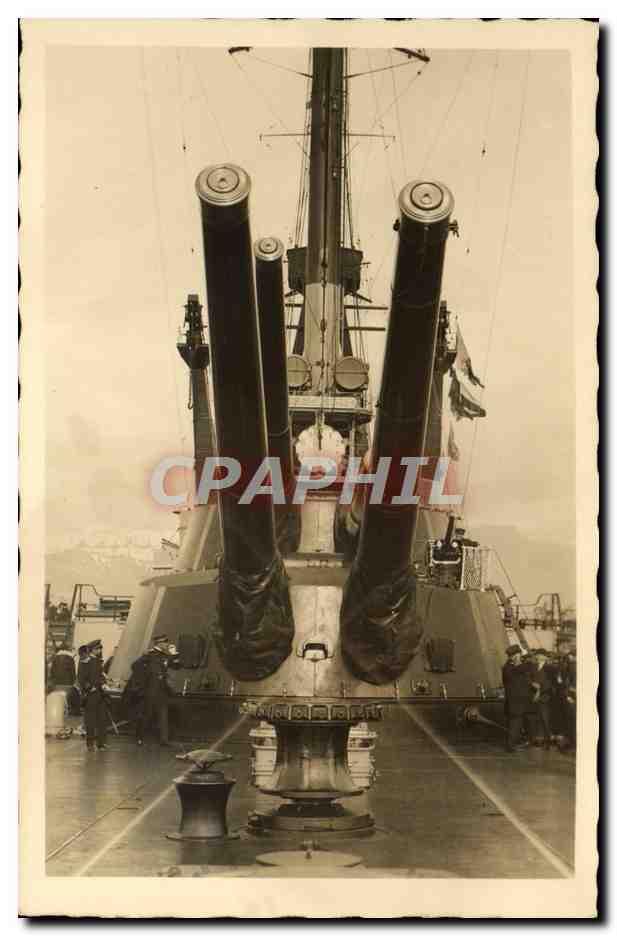 CARTE PHOTO Bateau Canons