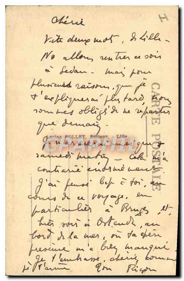 CPA Lille La Bourse et le Theatre  — Verso